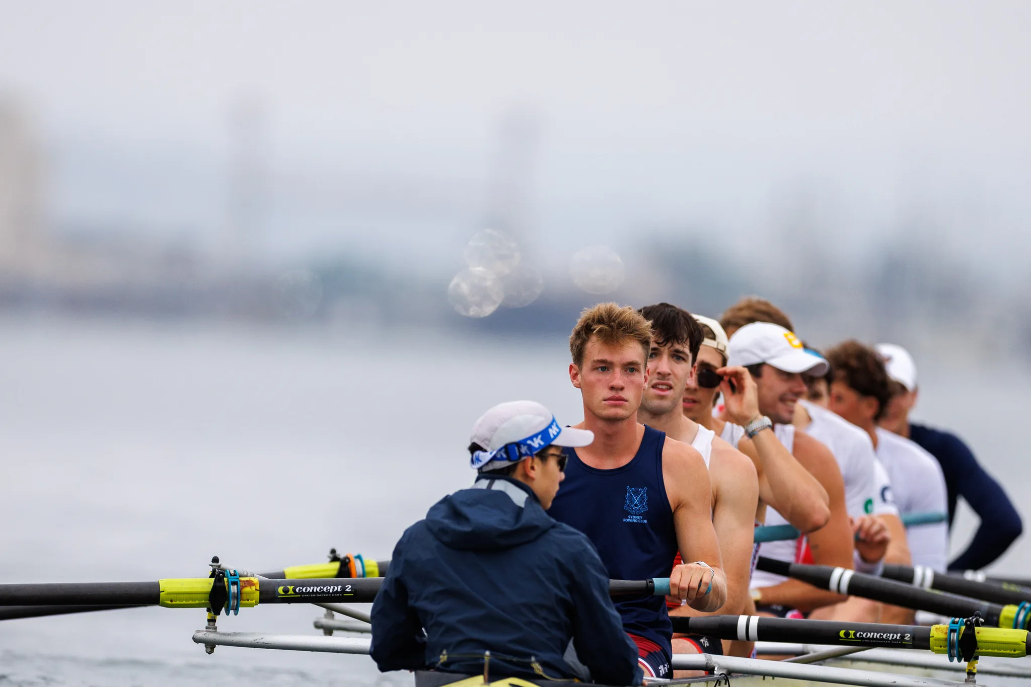 OAKLAND, CA :  September 19 2026. University of California Men’s Crew practice on the Oakland/Alameda Estuary. At the T. Gary Rogers Rowing Center. (Photo by Zach Franzezn)