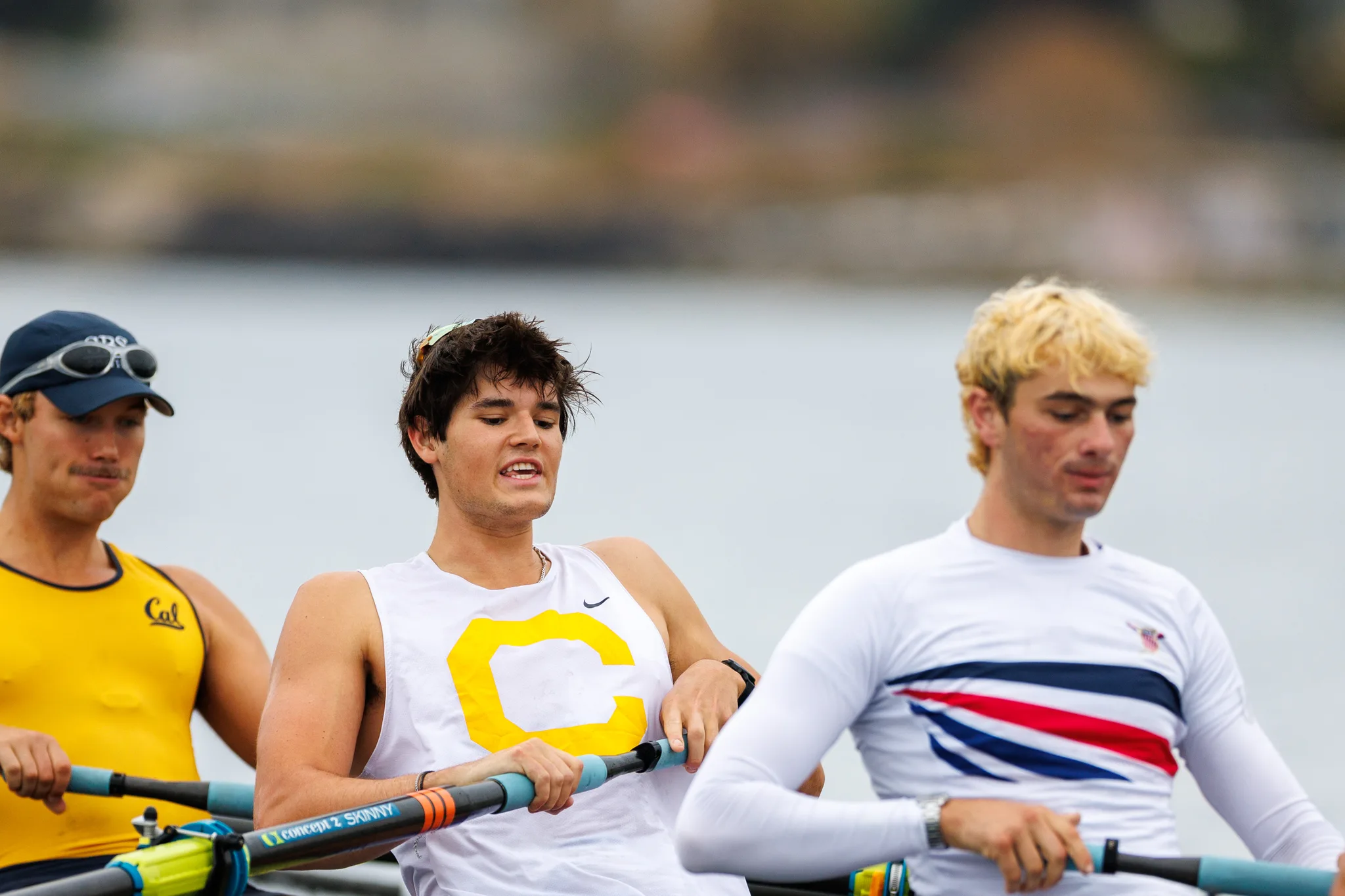 OAKLAND, CA :  September 19 2026. University of California Men’s Crew practice on the Oakland/Alameda Estuary. At the T. Gary Rogers Rowing Center. (Photo by Zach Franzezn)