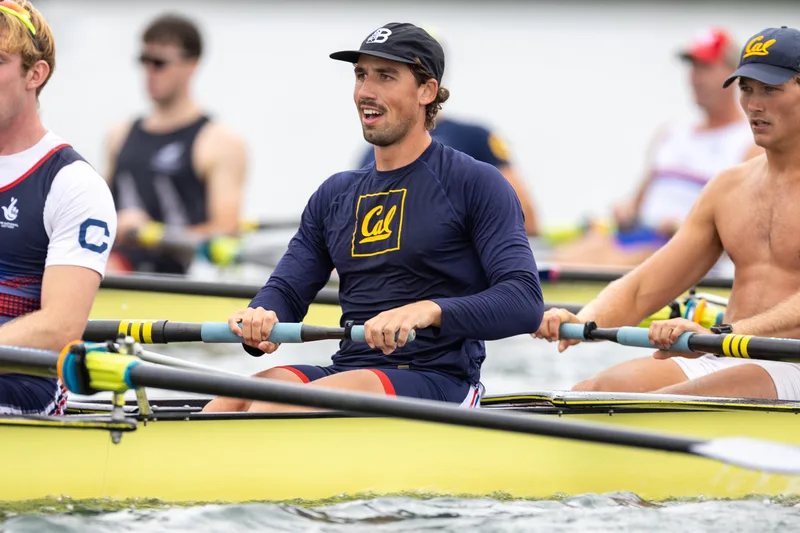 OAKLAND, CA :  August 29 2026. University of California Men’s Crew practice on the Oakland/Alameda Estuary. At the T. Gary Rogers Rowing Center. (Photo by Zach Franzezn)