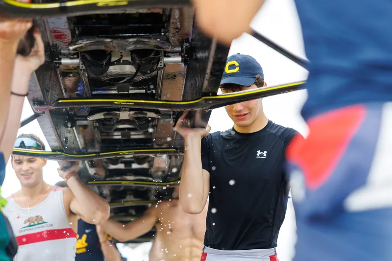 OAKLAND, CA :  September 19 2026. University of California Men’s Crew practice on the Oakland/Alameda Estuary. At the T. Gary Rogers Rowing Center. (Photo by Zach Franzezn)