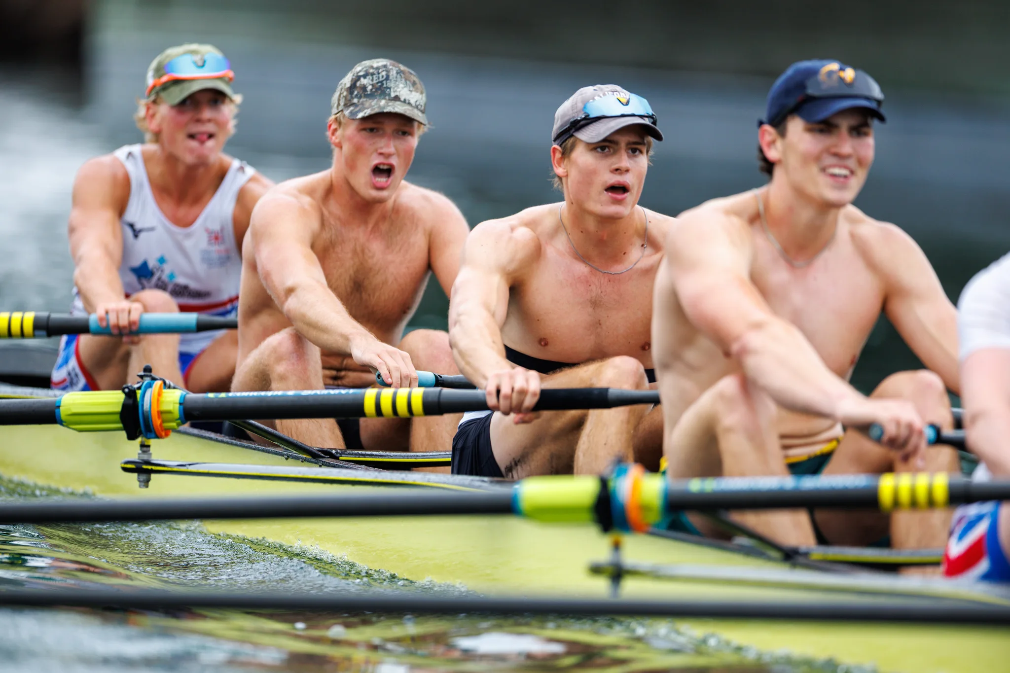 OAKLAND, CA :  September 19 2026. University of California Men’s Crew practice on the Oakland/Alameda Estuary. At the T. Gary Rogers Rowing Center. (Photo by Zach Franzezn)