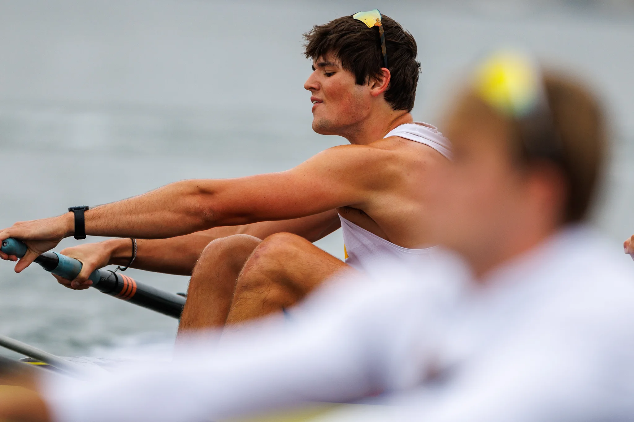 OAKLAND, CA :  September 19 2026. University of California Men’s Crew practice on the Oakland/Alameda Estuary. At the T. Gary Rogers Rowing Center. (Photo by Zach Franzezn)