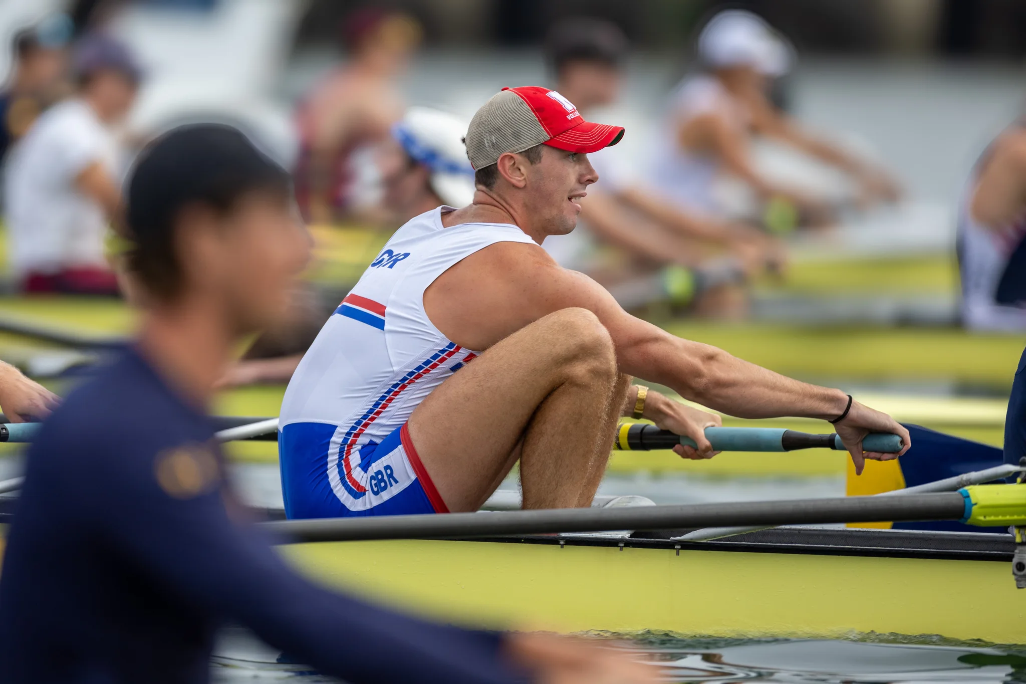 OAKLAND, CA :  August 29 2026. University of California Men’s Crew practice on the Oakland/Alameda Estuary. At the T. Gary Rogers Rowing Center. (Photo by Zach Franzezn)