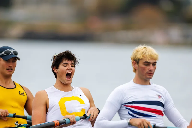 OAKLAND, CA :  September 19 2026. University of California Men’s Crew practice on the Oakland/Alameda Estuary. At the T. Gary Rogers Rowing Center. (Photo by Zach Franzezn)