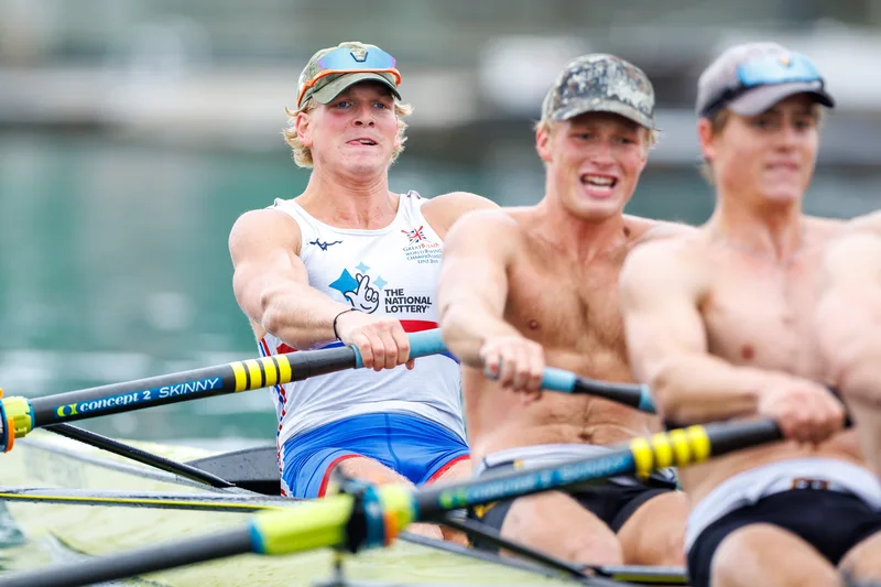 OAKLAND, CA :  September 19 2026. University of California Men’s Crew practice on the Oakland/Alameda Estuary. At the T. Gary Rogers Rowing Center. (Photo by Zach Franzezn)