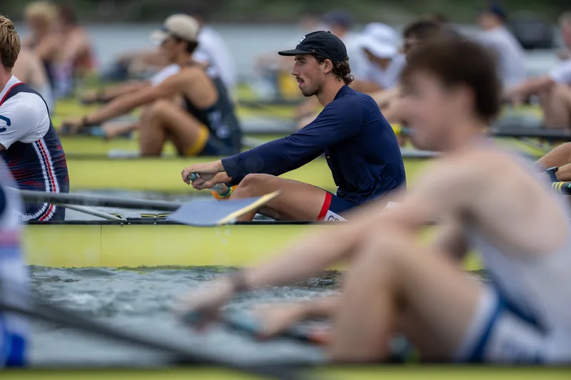 OAKLAND, CA :  August 29 2026. University of California Men’s Crew practice on the Oakland/Alameda Estuary. At the T. Gary Rogers Rowing Center. (Photo by Zach Franzezn)