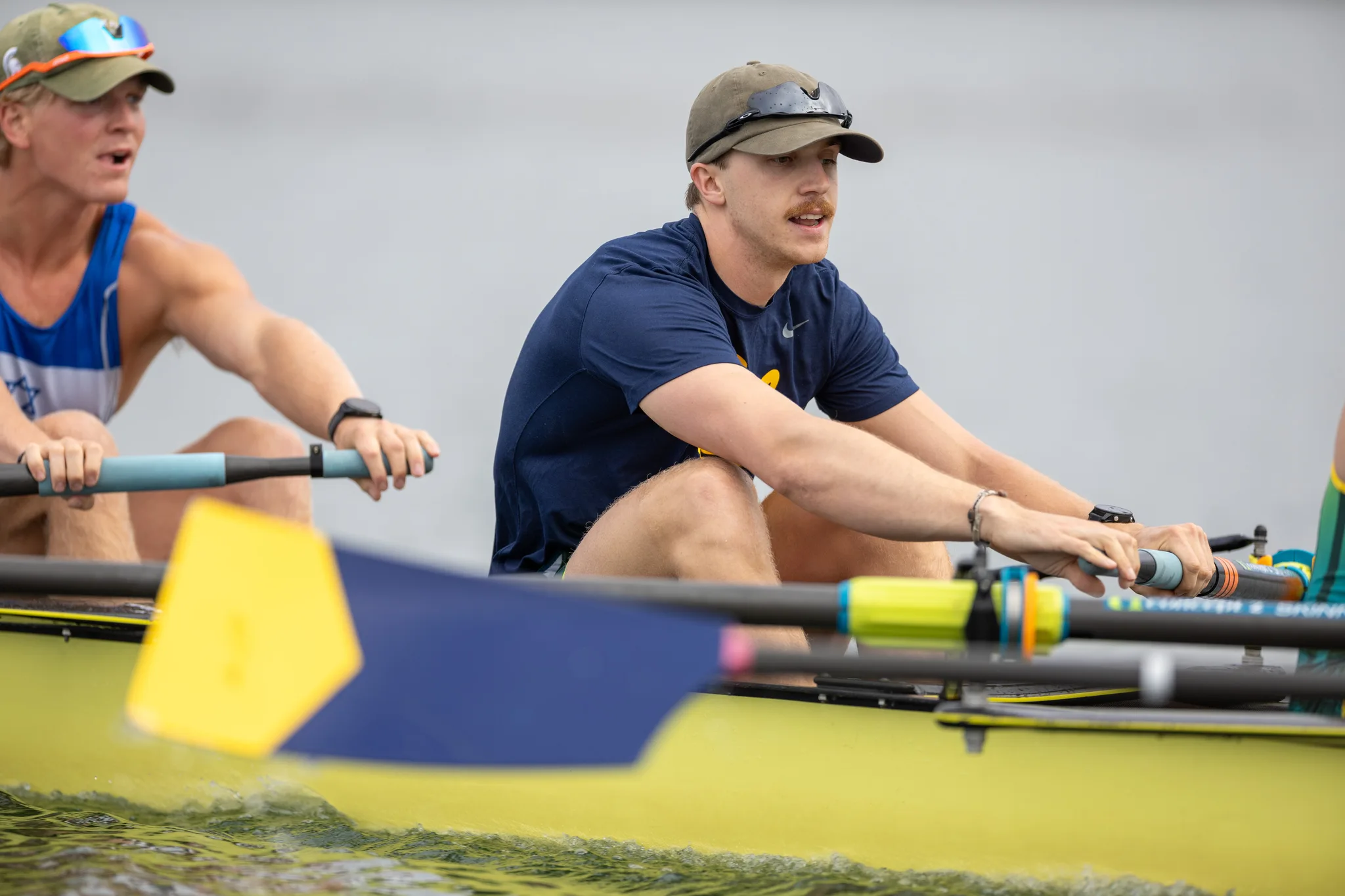 OAKLAND, CA :  August 29 2026. University of California Men’s Crew practice on the Oakland/Alameda Estuary. At the T. Gary Rogers Rowing Center. (Photo by Zach Franzezn)