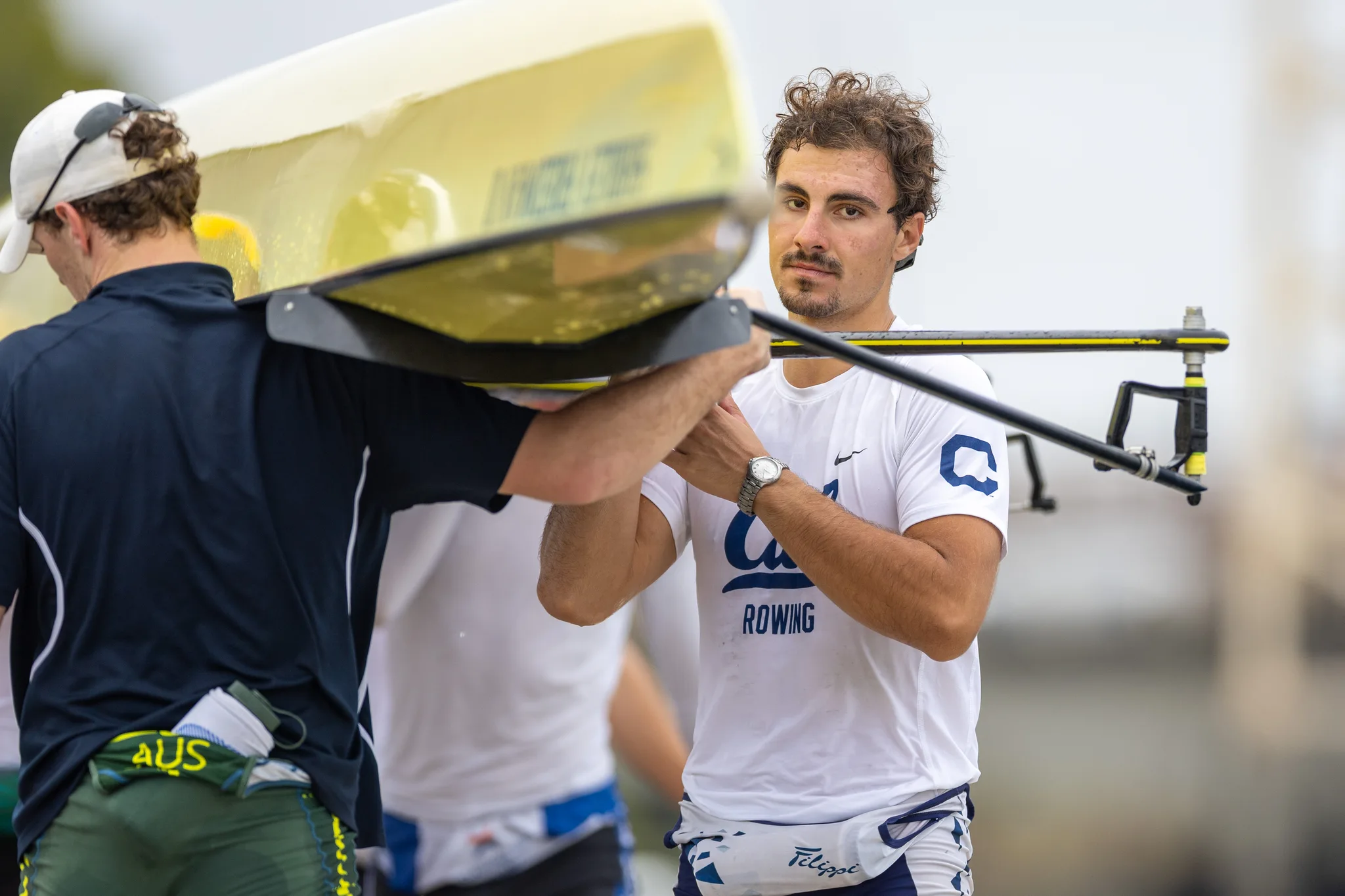 OAKLAND, CA :  August 29 2026. University of California Men’s Crew practice on the Oakland/Alameda Estuary. At the T. Gary Rogers Rowing Center. (Photo by Zach Franzezn)