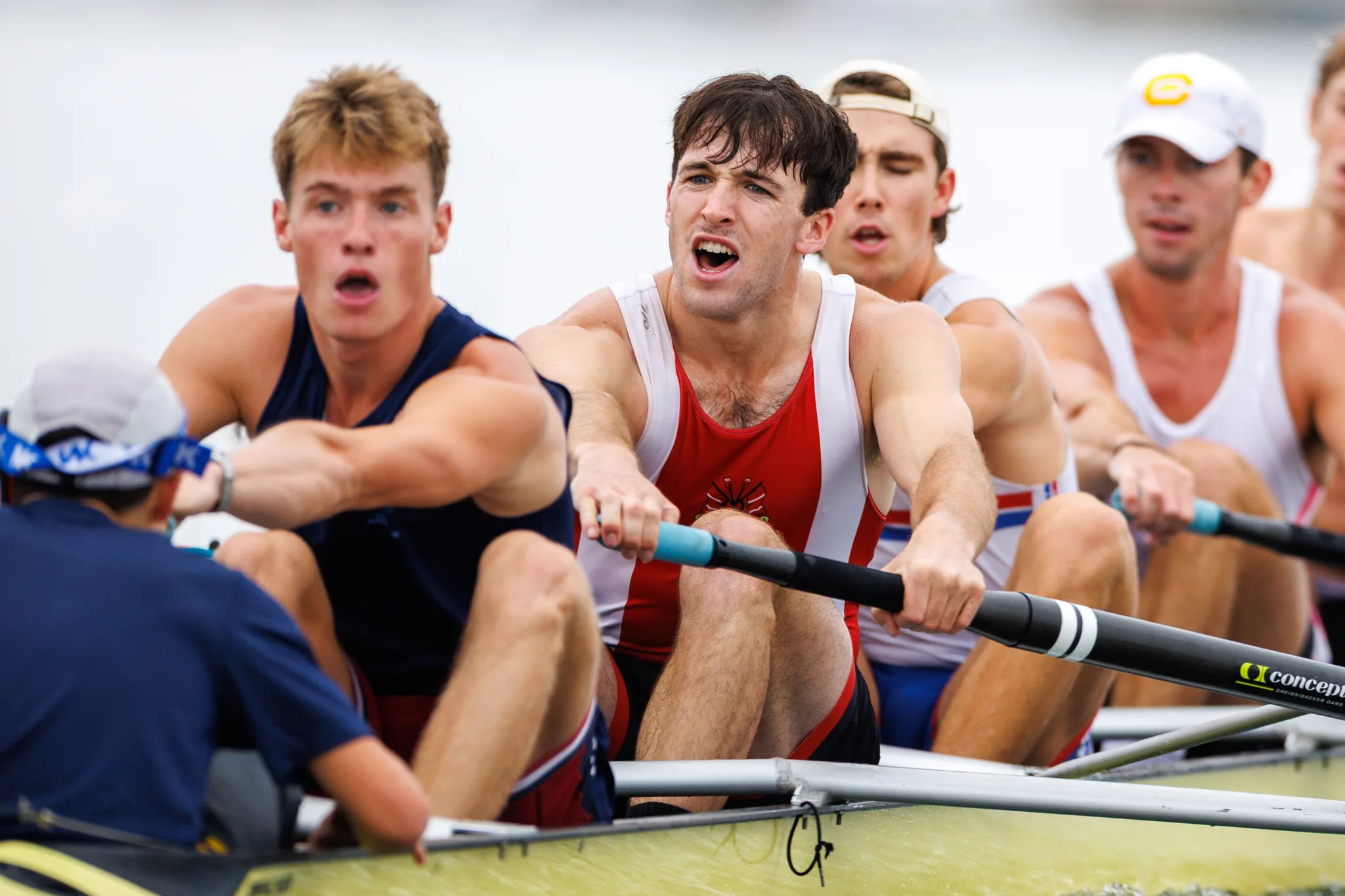 OAKLAND, CA :  September 19 2026. University of California Men’s Crew practice on the Oakland/Alameda Estuary. At the T. Gary Rogers Rowing Center. (Photo by Zach Franzezn)