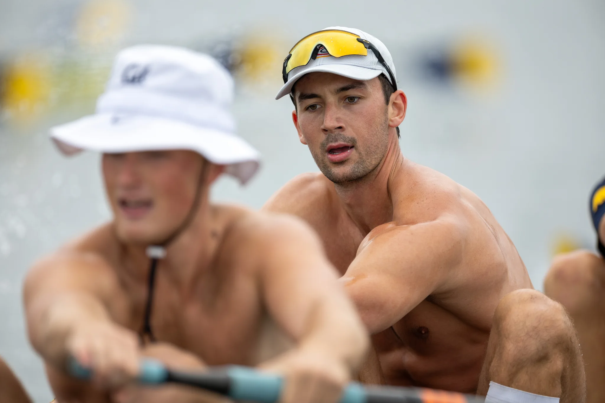 OAKLAND, CA :  August 29 2026. University of California Men’s Crew practice on the Oakland/Alameda Estuary. At the T. Gary Rogers Rowing Center. (Photo by Zach Franzezn)