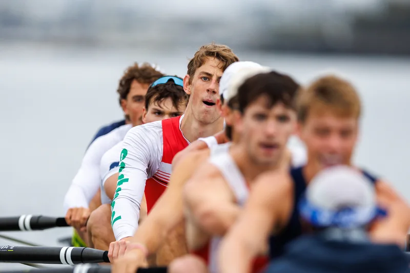 OAKLAND, CA :  September 19 2026. University of California Men’s Crew practice on the Oakland/Alameda Estuary. At the T. Gary Rogers Rowing Center. (Photo by Zach Franzezn)