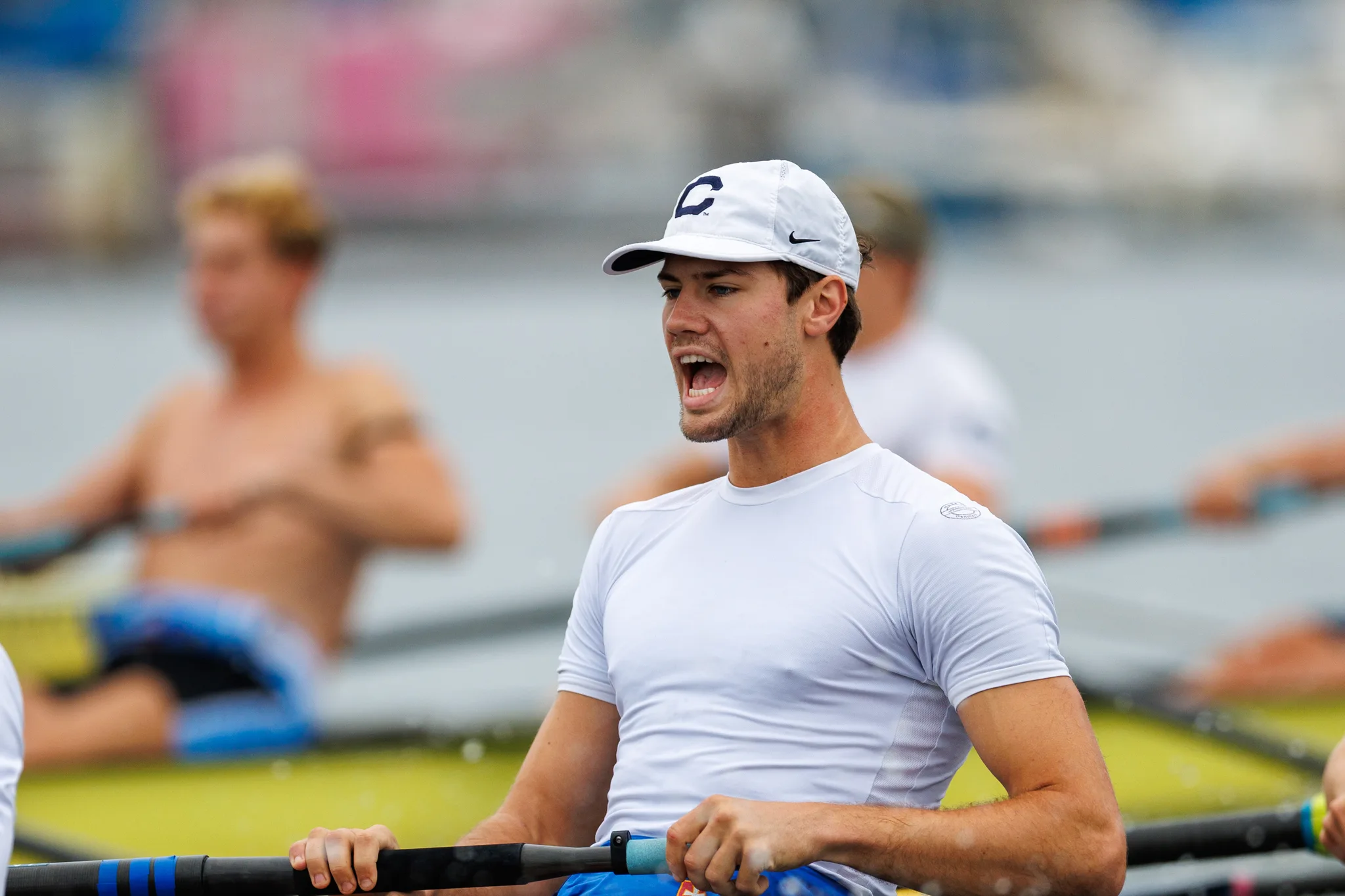OAKLAND, CA :  September 19 2026. University of California Men’s Crew practice on the Oakland/Alameda Estuary. At the T. Gary Rogers Rowing Center. (Photo by Zach Franzezn)
