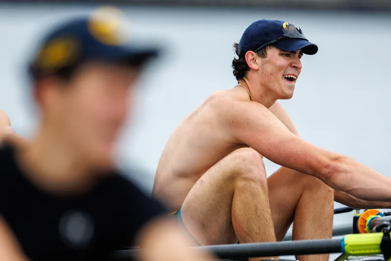 OAKLAND, CA :  September 19 2026. University of California Men’s Crew practice on the Oakland/Alameda Estuary. At the T. Gary Rogers Rowing Center. (Photo by Zach Franzezn)