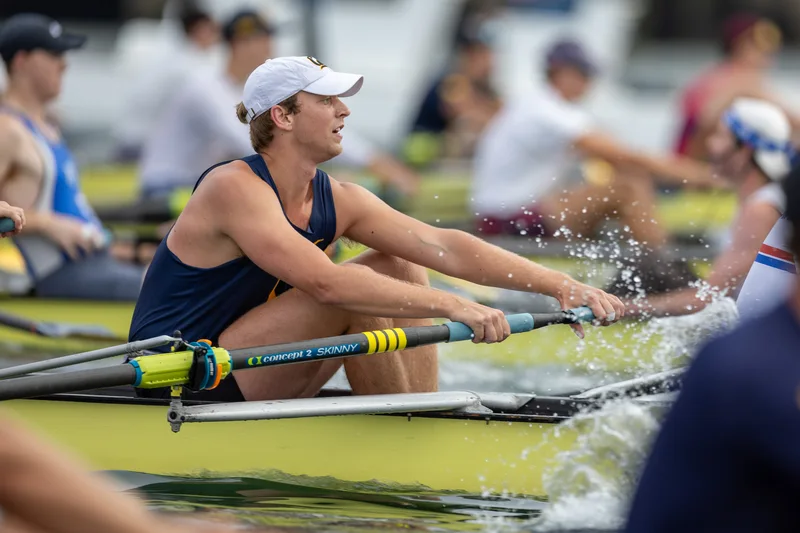 OAKLAND, CA :  August 29 2026. University of California Men’s Crew practice on the Oakland/Alameda Estuary. At the T. Gary Rogers Rowing Center. (Photo by Zach Franzezn)