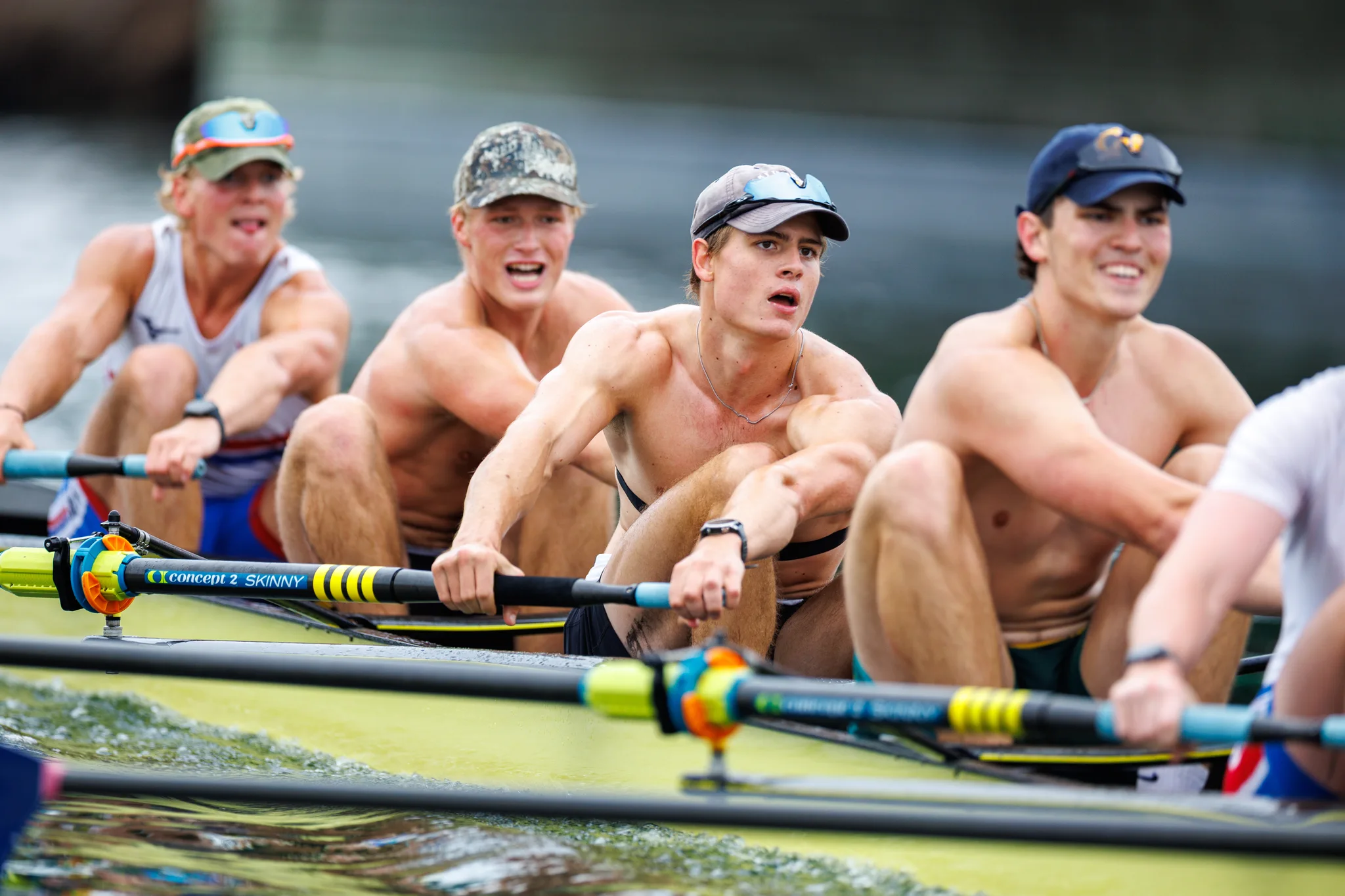 OAKLAND, CA :  September 19 2026. University of California Men’s Crew practice on the Oakland/Alameda Estuary. At the T. Gary Rogers Rowing Center. (Photo by Zach Franzezn)