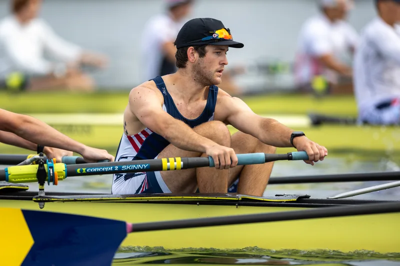 OAKLAND, CA :  August 29 2026. University of California Men’s Crew practice on the Oakland/Alameda Estuary. At the T. Gary Rogers Rowing Center. (Photo by Zach Franzezn)