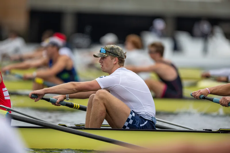 OAKLAND, CA :  August 29 2026. University of California Men’s Crew practice on the Oakland/Alameda Estuary. At the T. Gary Rogers Rowing Center. (Photo by Zach Franzezn)