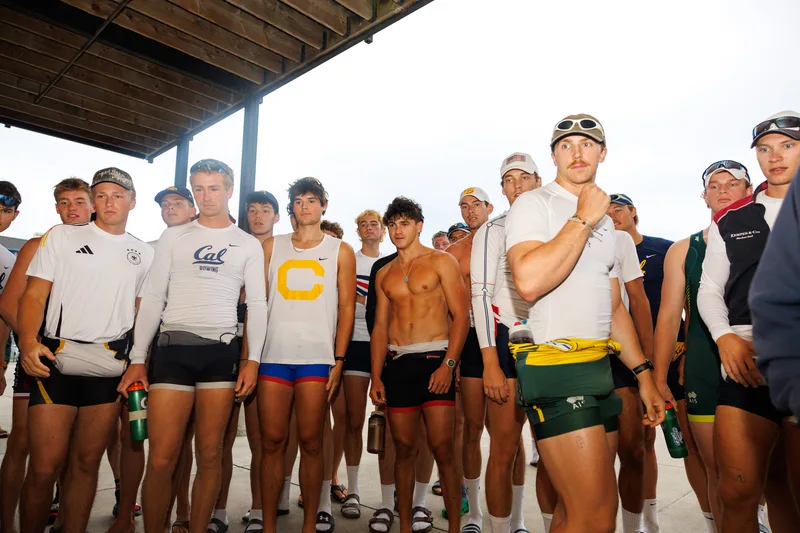 OAKLAND, CA :  September 19 2026. University of California Men’s Crew practice on the Oakland/Alameda Estuary. At the T. Gary Rogers Rowing Center. (Photo by Zach Franzezn)