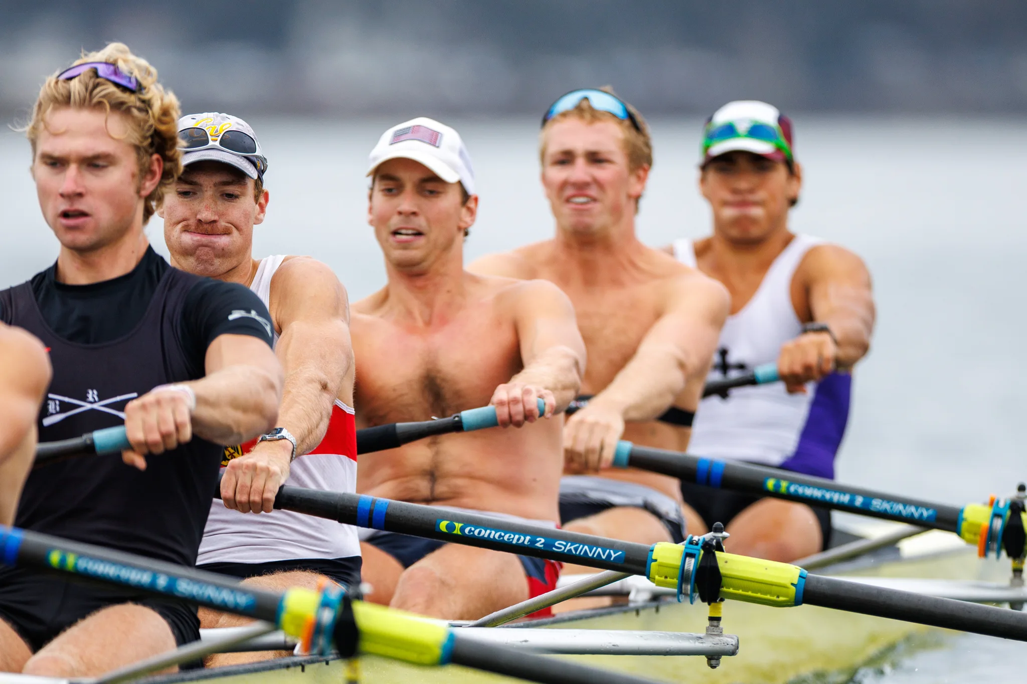 OAKLAND, CA :  September 19 2026. University of California Men’s Crew practice on the Oakland/Alameda Estuary. At the T. Gary Rogers Rowing Center. (Photo by Zach Franzezn)