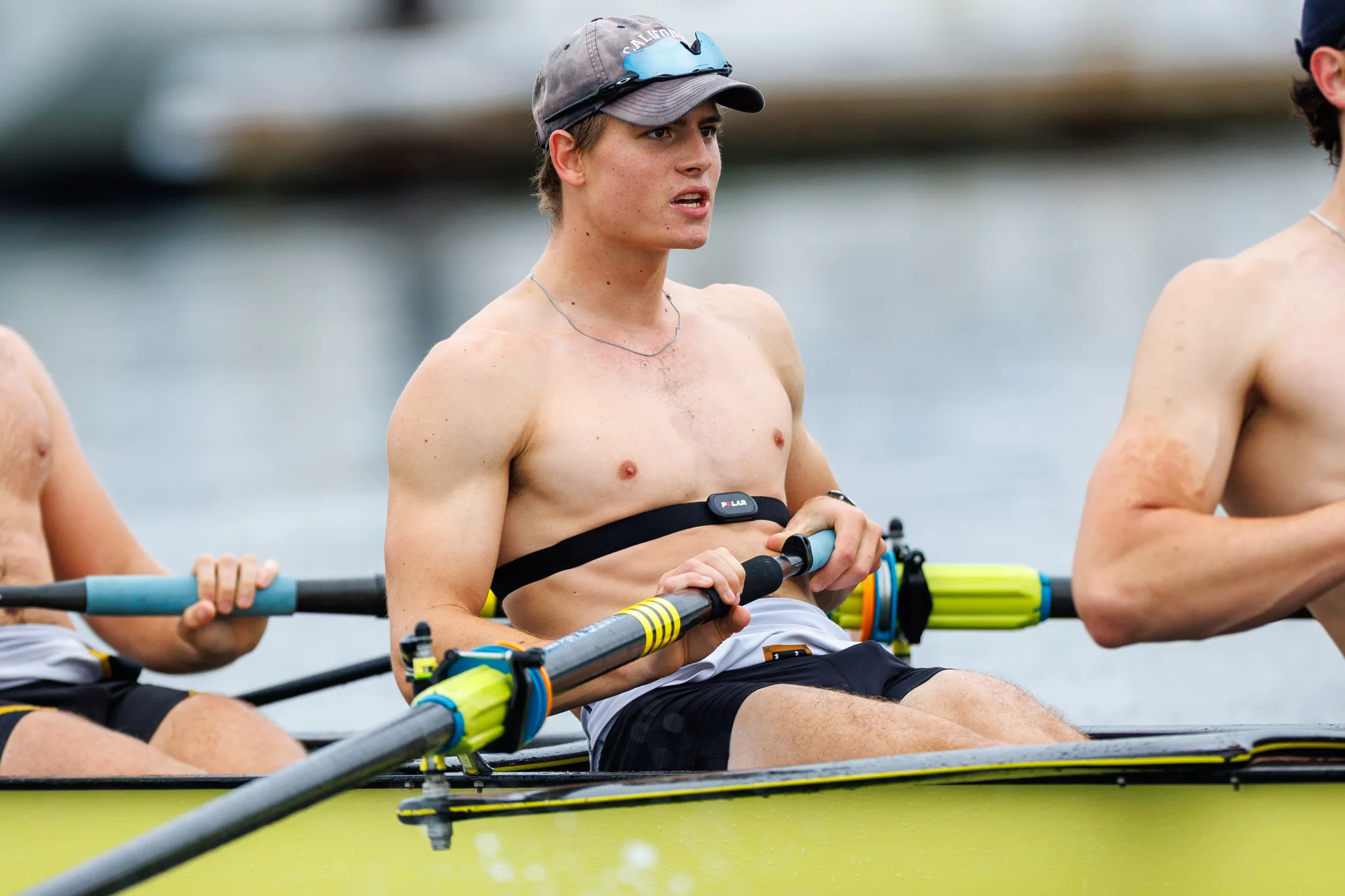 OAKLAND, CA :  September 19 2026. University of California Men’s Crew practice on the Oakland/Alameda Estuary. At the T. Gary Rogers Rowing Center. (Photo by Zach Franzezn)