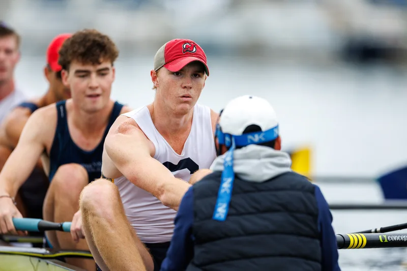 OAKLAND, CA :  September 19 2026. University of California Men’s Crew practice on the Oakland/Alameda Estuary. At the T. Gary Rogers Rowing Center. (Photo by Zach Franzezn)