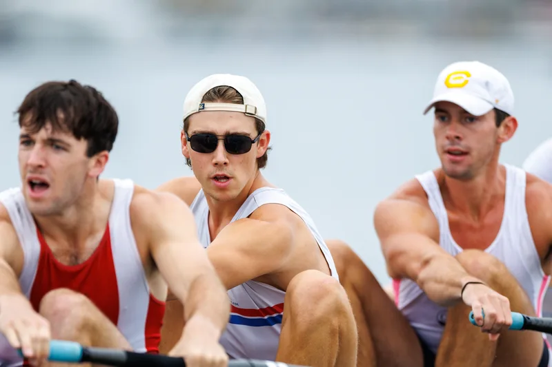 OAKLAND, CA :  September 19 2026. University of California Men’s Crew practice on the Oakland/Alameda Estuary. At the T. Gary Rogers Rowing Center. (Photo by Zach Franzezn)
